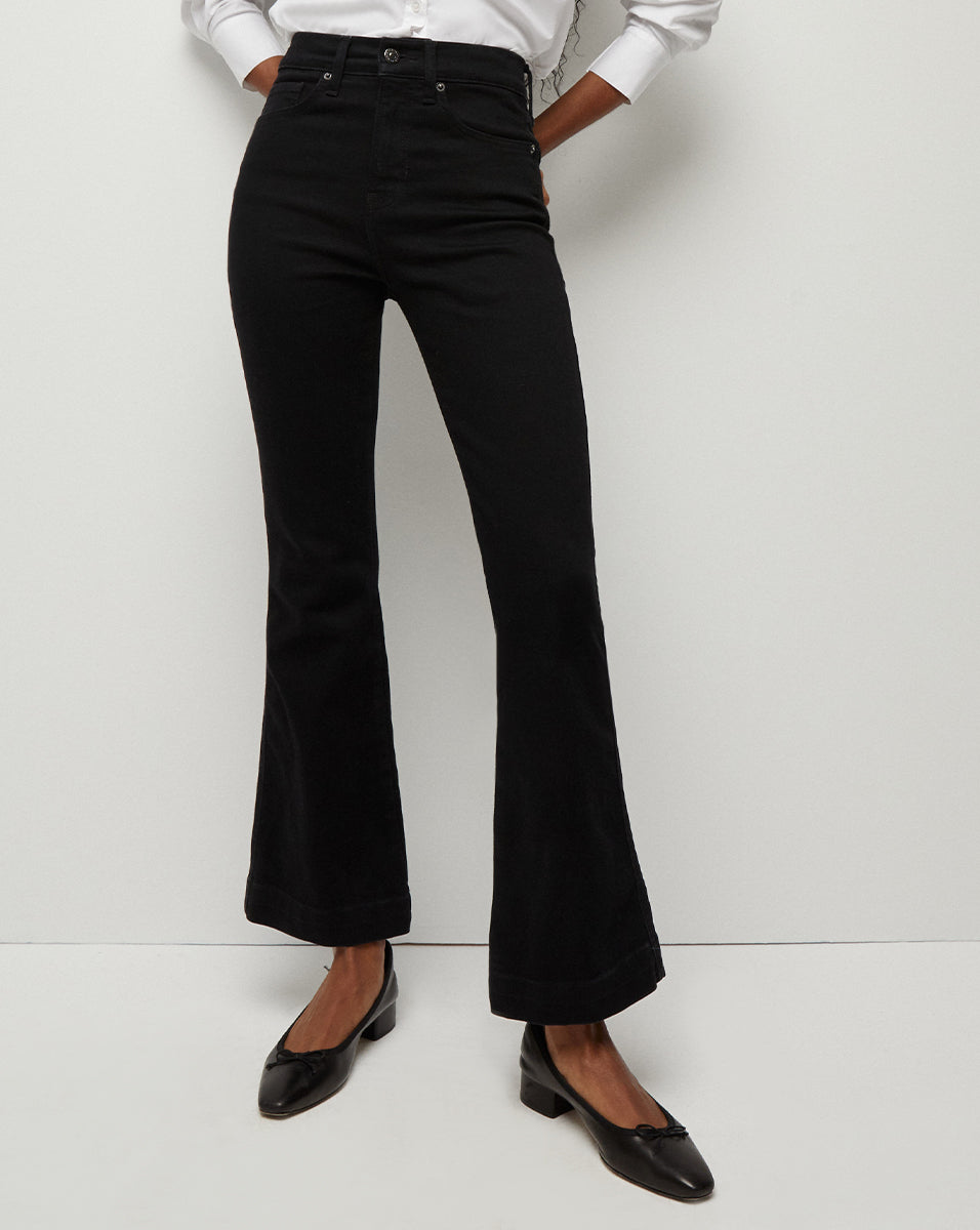 Veronica Beard | Carson Black Washed Kick-Flare Jeans Onyx