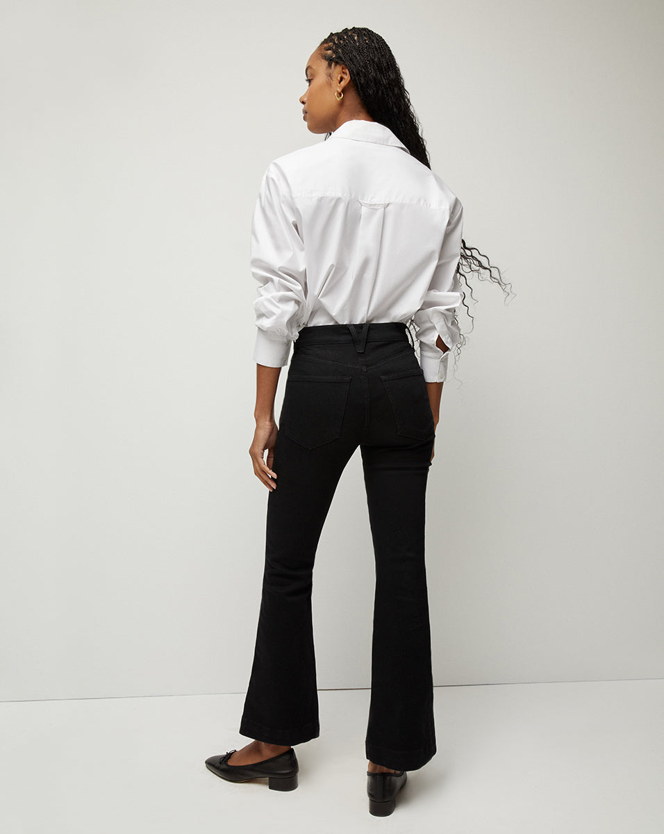Veronica Beard | Carson Black Washed Kick-Flare Jeans Onyx