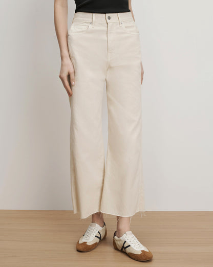 Veronica Beard | Taylor Wide-Leg Cropped Ecru Jean Ecru