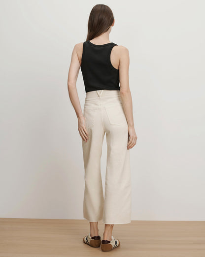 Veronica Beard | Taylor Wide-Leg Cropped Ecru Jean Ecru