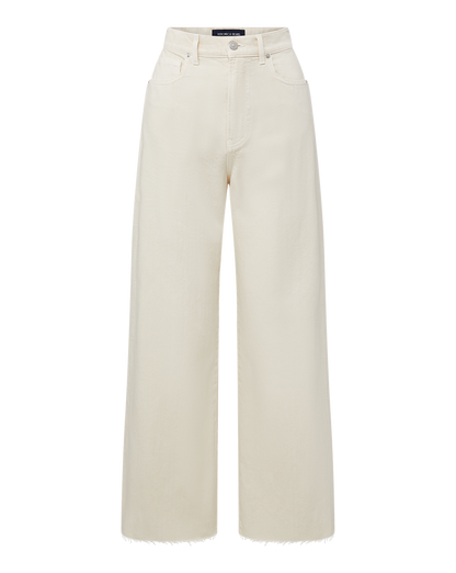 Veronica Beard | Taylor Wide-Leg Cropped Ecru Jean Ecru