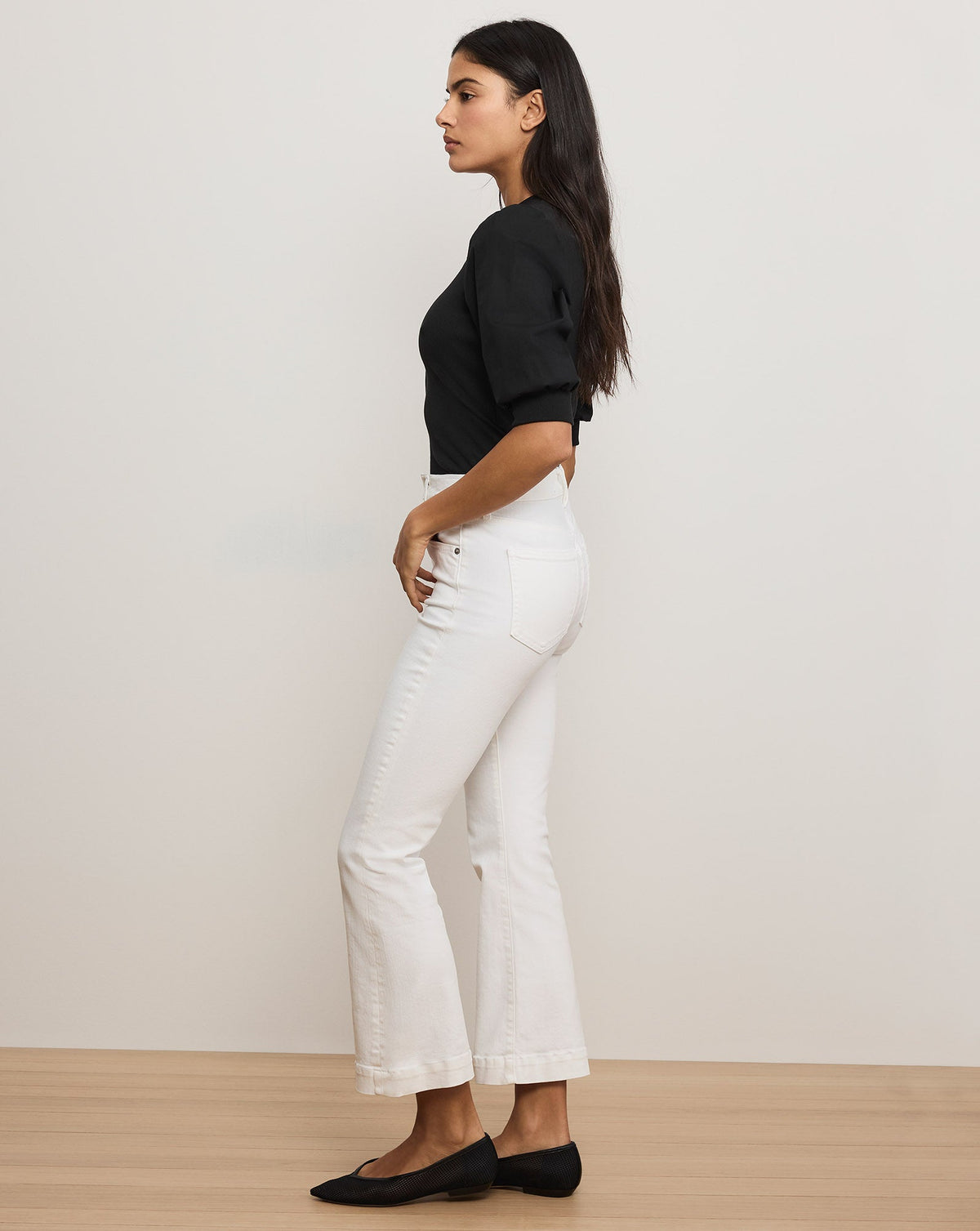 Veronica Beard | Carson Kick-Flare Jean | Extended in White White