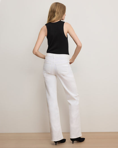 Veronica Beard | Crosbie Patch-Pocket Slim Wide-Leg Jean in White White