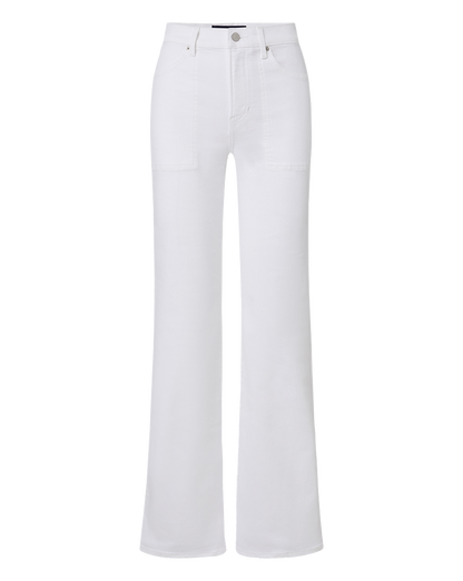 Veronica Beard | Crosbie Patch-Pocket Slim Wide-Leg Jean in White White