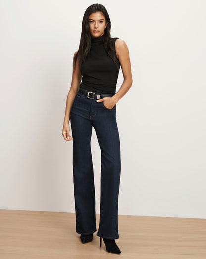 Veronica Beard | Crosbie Slim Wide-Leg Jean in Indigo Rinse Indigo Rinse