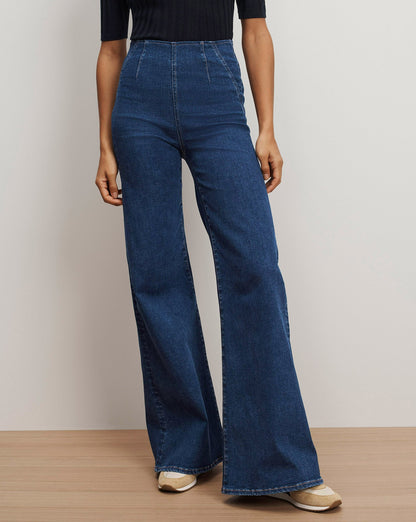 Veronica Beard | Joplin Off-Duty Flare Jean in Dark Bright Blue Bright Blue