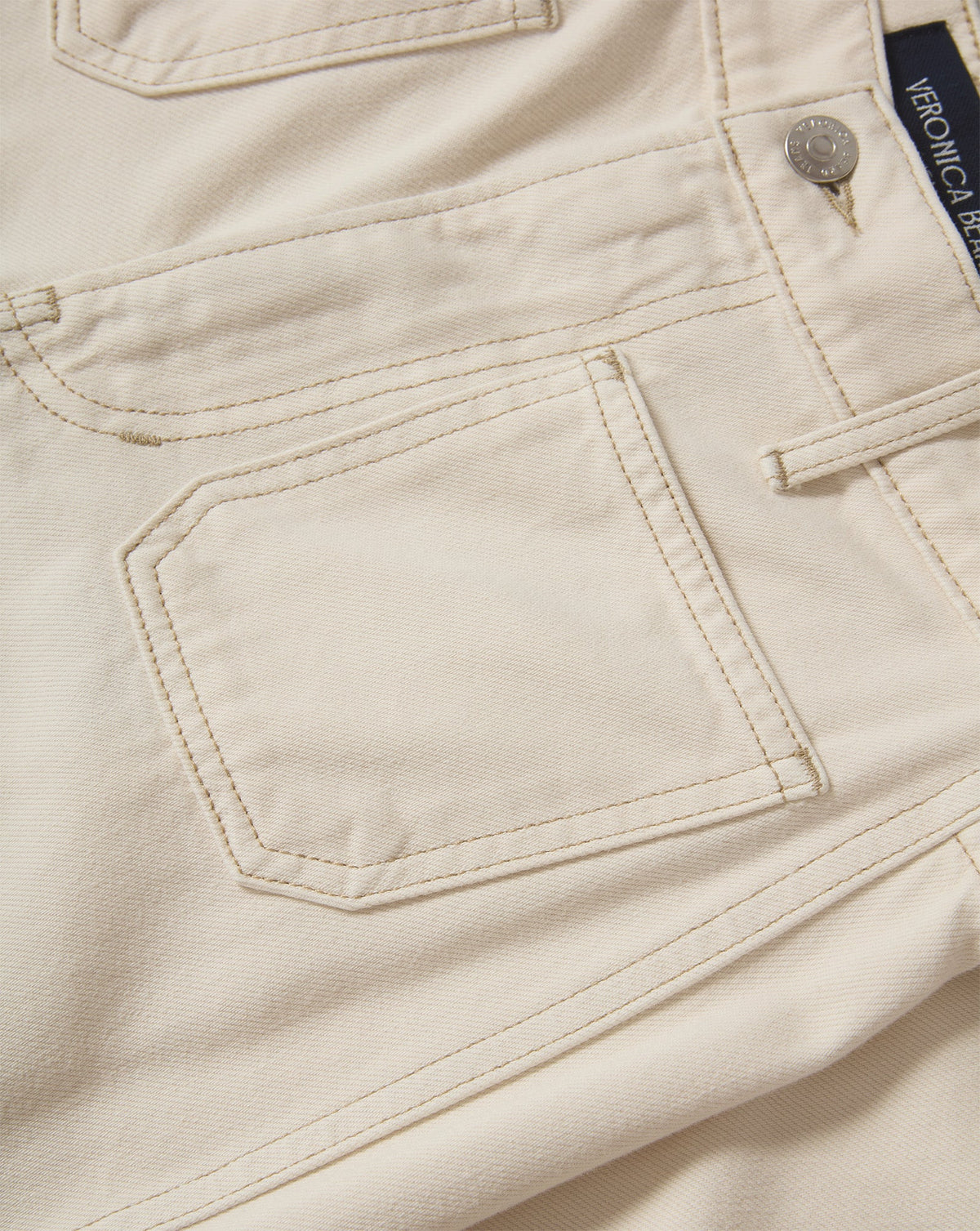 Veronica Beard | Kasey Patch-Pocket Wide-Leg Jean in Ecru Ecru