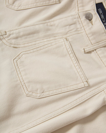 Veronica Beard | Kasey Patch-Pocket Wide-Leg Jean in Ecru Ecru
