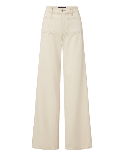 Veronica Beard | Kasey Patch-Pocket Wide-Leg Jean in Ecru Ecru