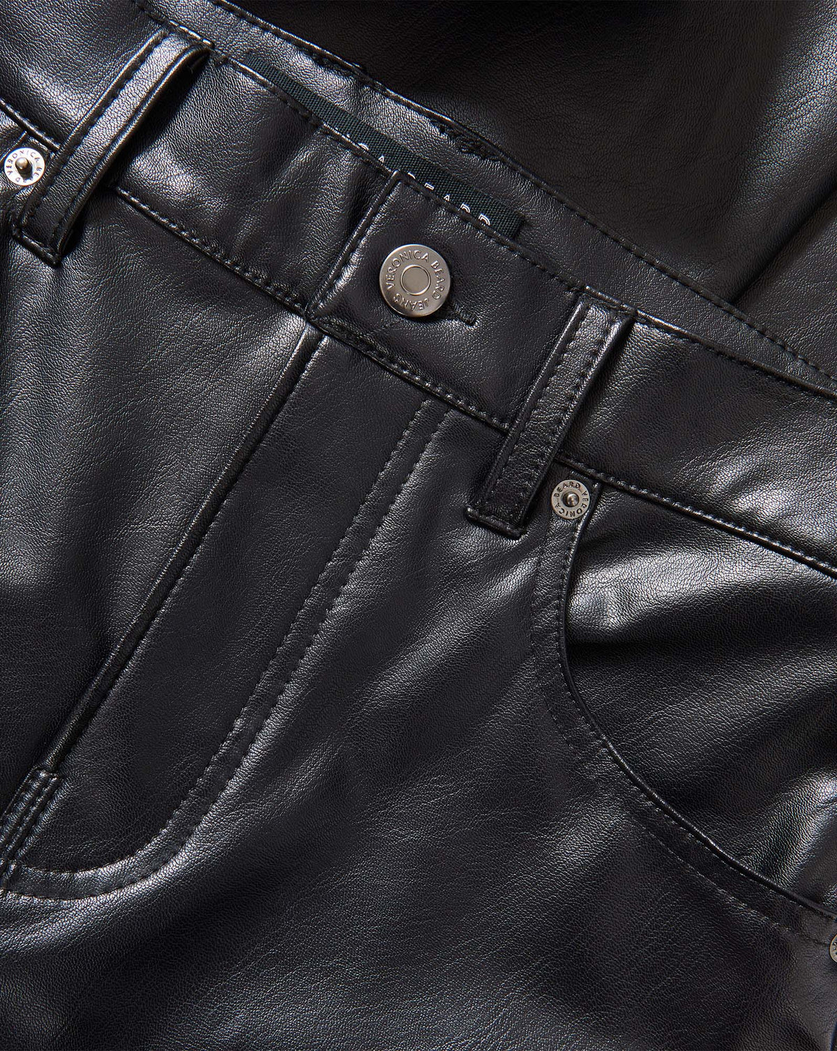 Veronica Beard | Beverly Vegan Leather Skinny-Flare Pant in Black Black