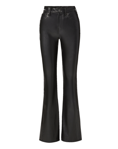 Veronica Beard | Beverly Vegan Leather Skinny-Flare Pant in Black Black