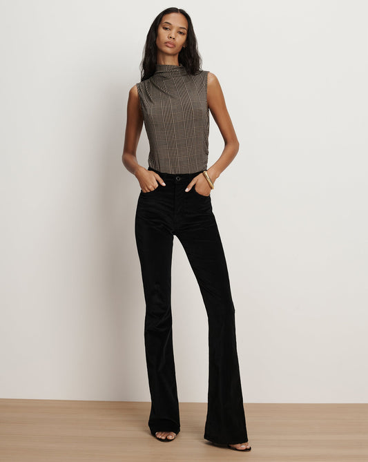 Veronica Beard | Beverly Velvet Skinny-Flare Pant in Black Black