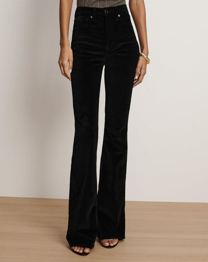 Veronica Beard | Beverly Velvet Skinny-Flare Pant in Black Black