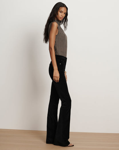 Veronica Beard | Beverly Velvet Skinny-Flare Pant in Black Black