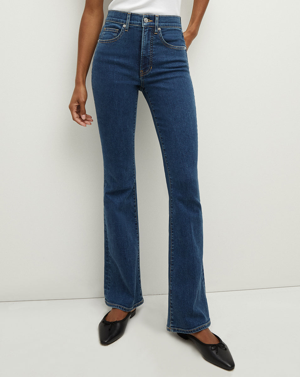 Veronica Beard | Beverly Loafer Length Skinny-Flare Jean in Bright Blue Bright Blue