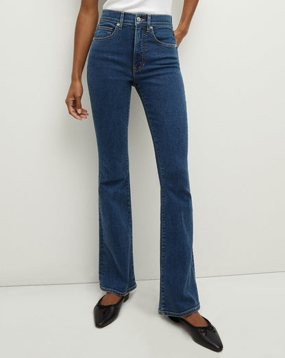 Veronica Beard | Beverly Loafer Length Skinny-Flare Jean in Bright Blue Bright Blue