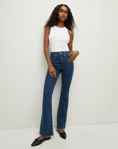 Veronica Beard | Beverly Loafer Length Skinny-Flare Jean in Bright Blue Bright Blue