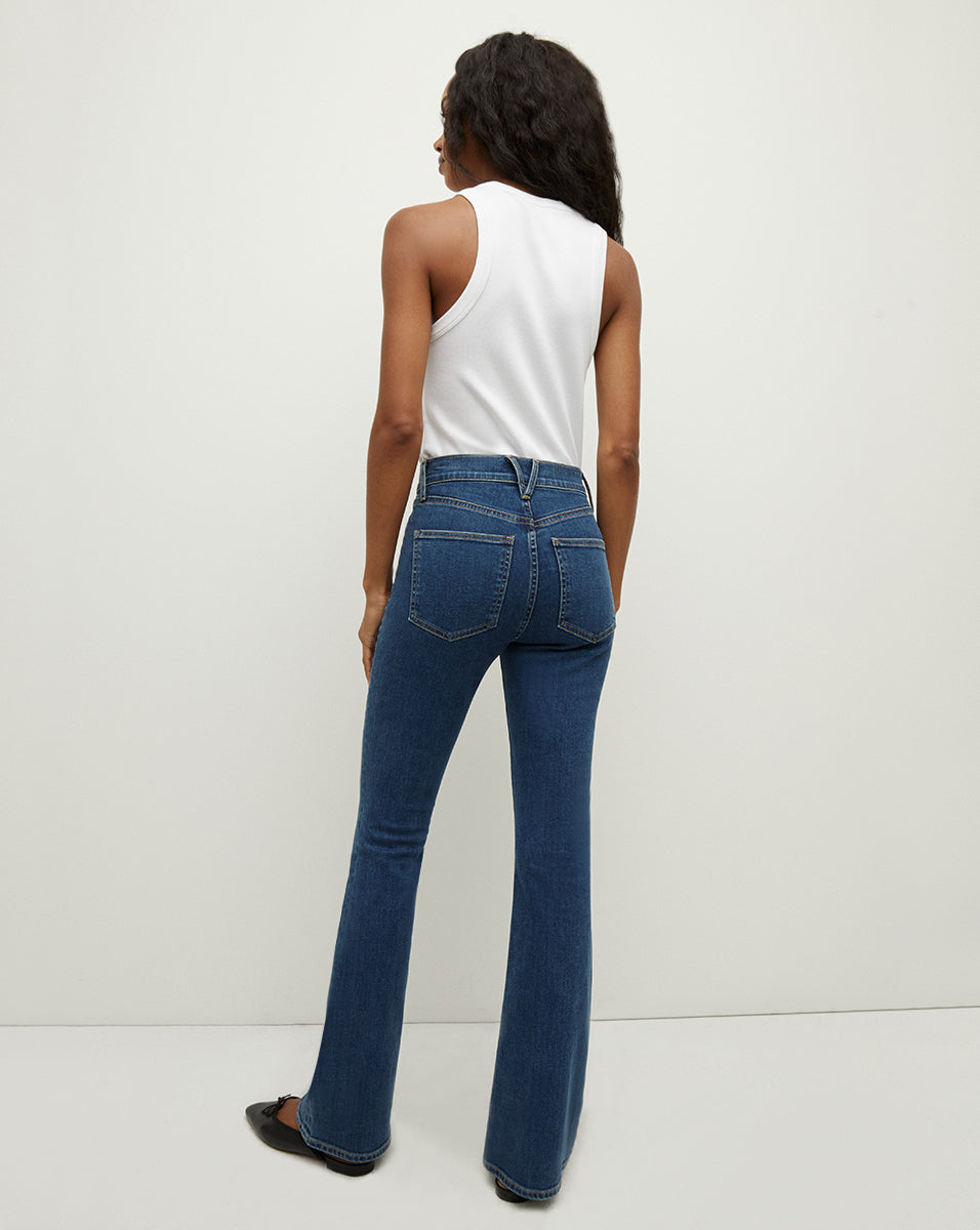 Veronica Beard | Beverly Loafer Length Skinny-Flare Jean in Bright Blue Bright Blue