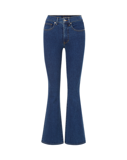 Veronica Beard | Beverly Loafer Length Skinny-Flare Jean in Bright Blue Bright Blue