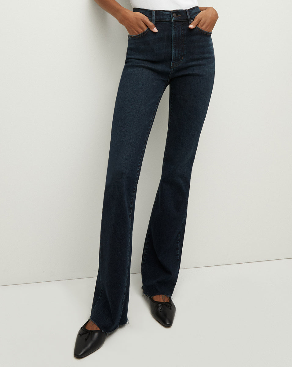 Veronica Beard | Cameron Raw Hem Bootcut Jean in Dark Ink Dark Ink