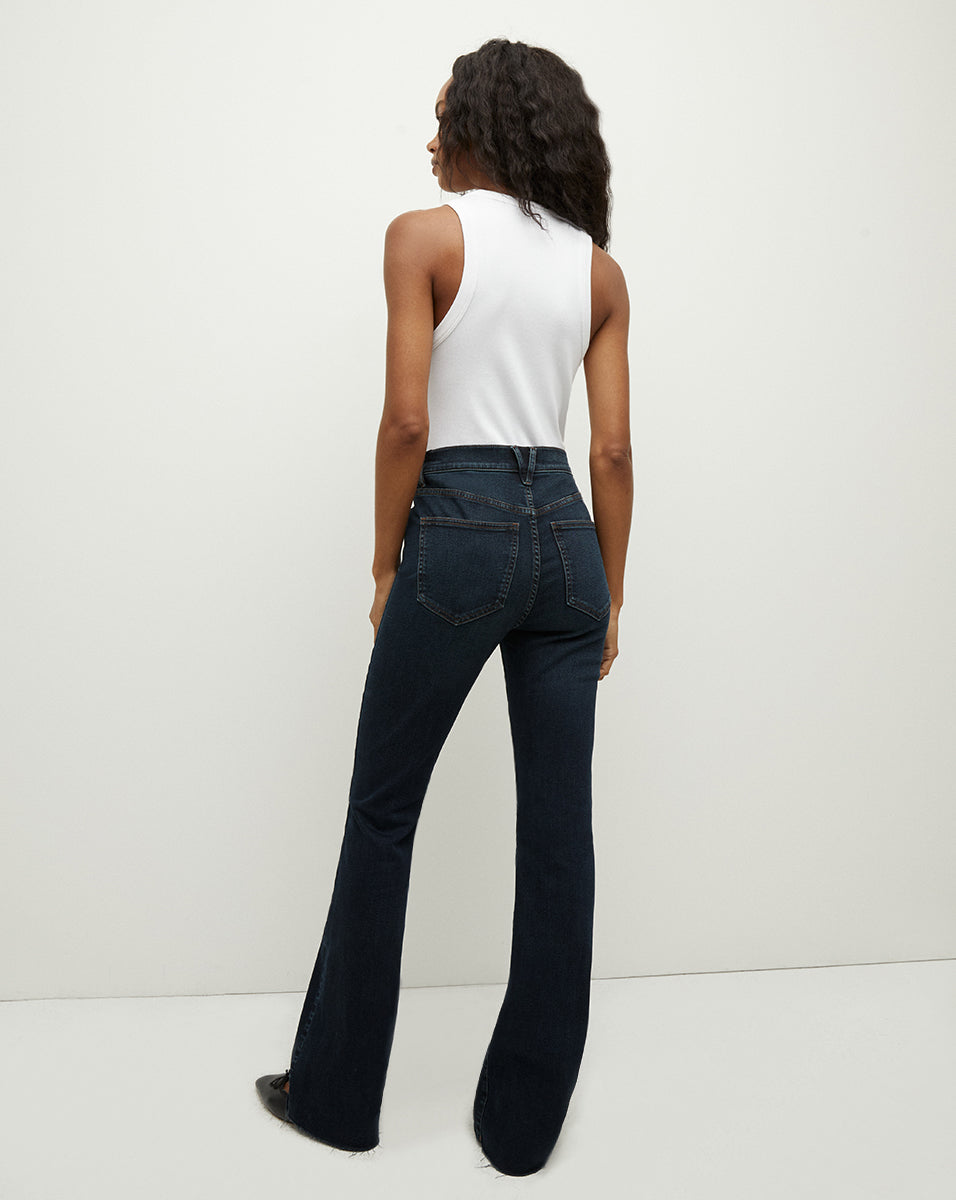 Veronica Beard | Cameron Raw Hem Bootcut Jean in Dark Ink Dark Ink