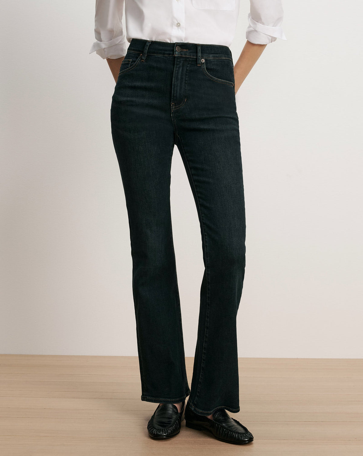 Veronica Beard | Cameron Bootcut Jean in Dark Blue Dark Ink