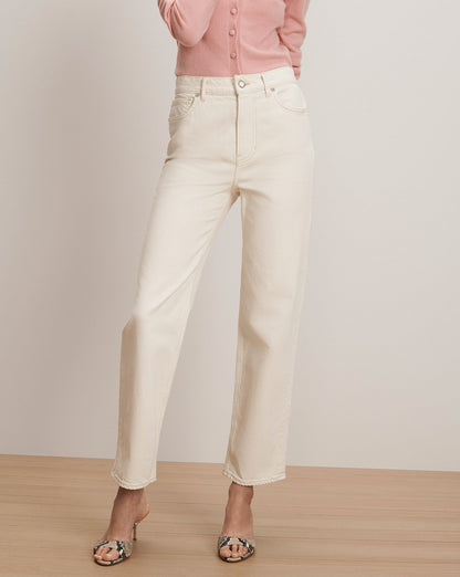Veronica Beard | Leah Straight-Leg Jean in Ecru Ecru
