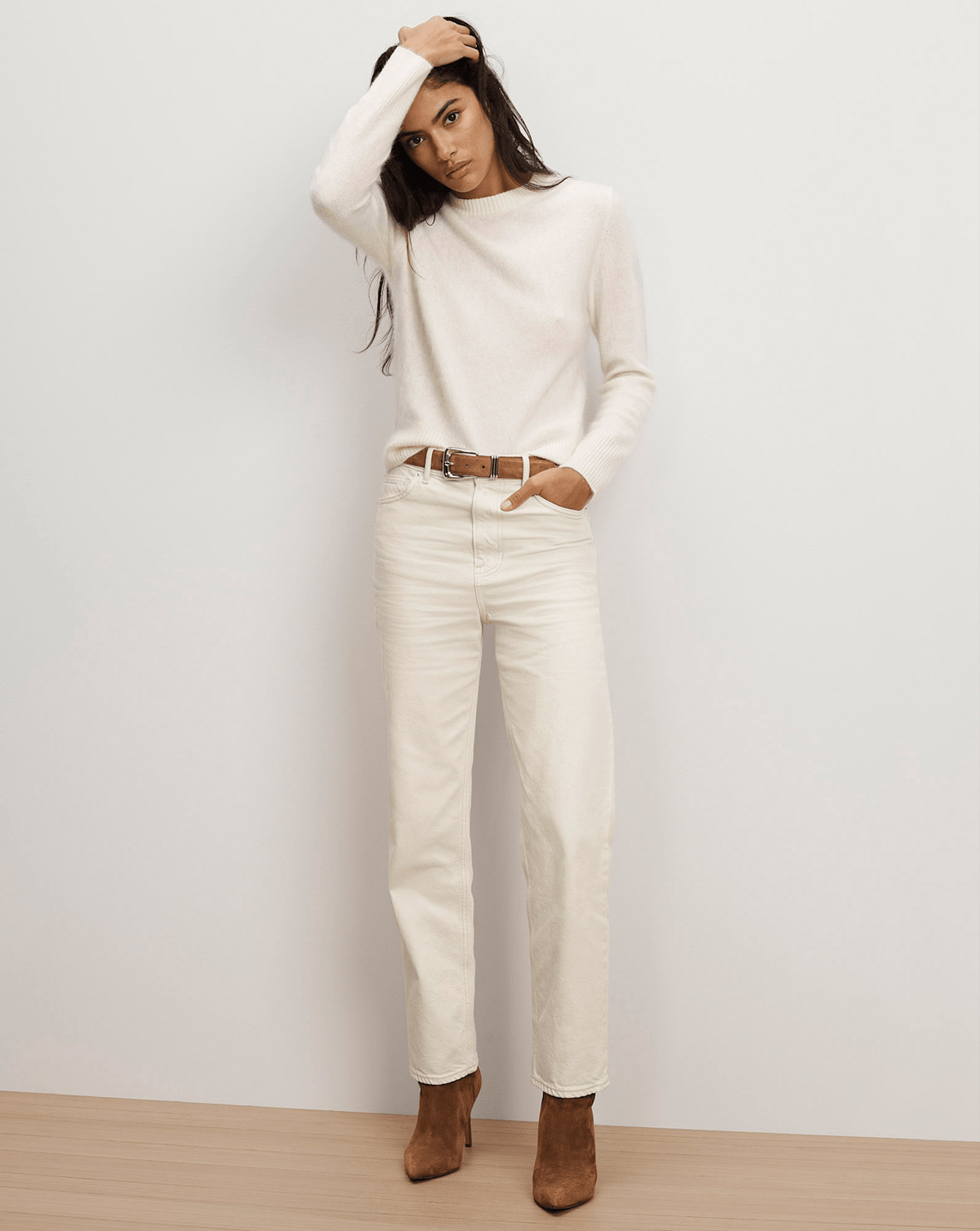 Veronica Beard | Leah Straight-Leg Jean in Ecru Ecru