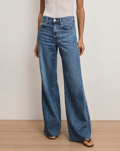 Veronica Beard | Kasey Wide-Leg Jean in Blue Wash Denim Bright Lakeshore Bright Lakeshore