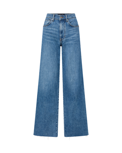 Veronica Beard | Kasey Wide-Leg Jean in Blue Wash Denim Bright Lakeshore Bright Lakeshore