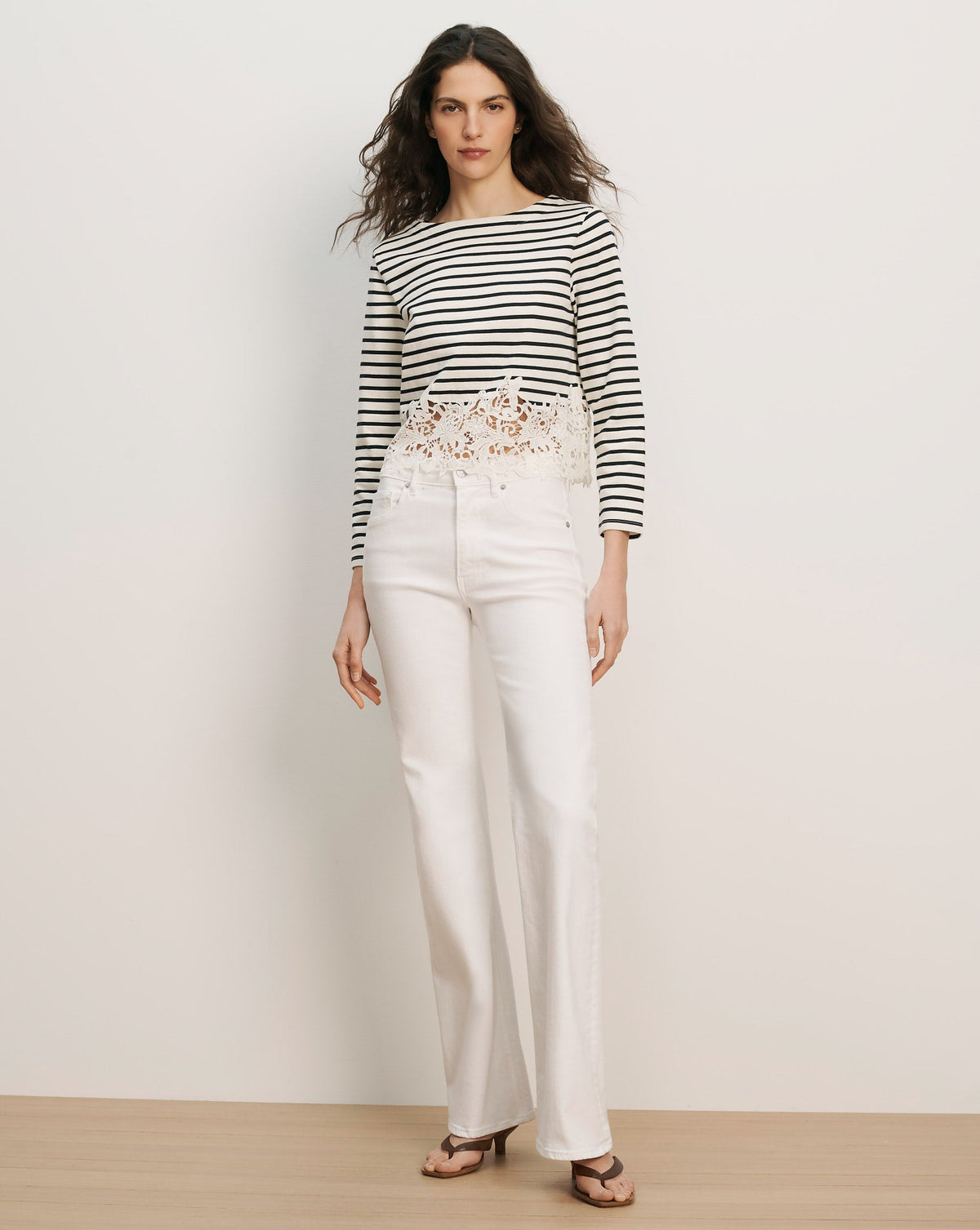 Veronica Beard | Crosbie Slim Wide-Leg Jean in White White