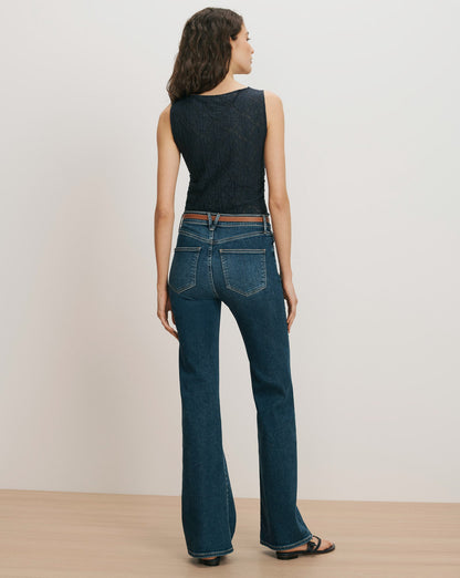 Veronica Beard | Crosbie Slim Wide-Leg Jean in Medium-Wash Bright Blue Bright Blue