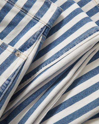 Veronica Beard | Taylor Striped Wide-Leg Jean in Saltwater Blue Stripe Saltwater Stripe