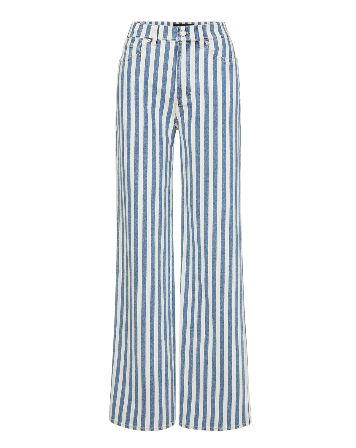 Veronica Beard | Taylor Striped Wide-Leg Jean in Saltwater Blue Stripe Saltwater Stripe