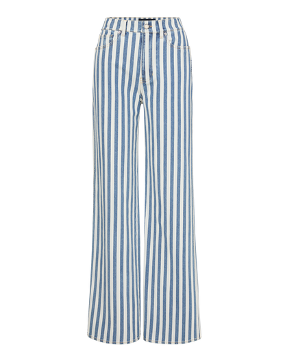 Veronica Beard | Taylor Striped Wide-Leg Jean in Saltwater Blue Stripe Saltwater Stripe