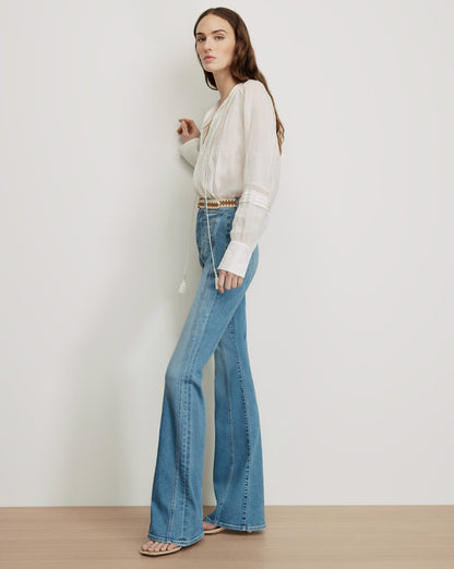 Veronica Beard | Beverly Skinny-Flare Jeans with Saddle Seam Sneak Peek