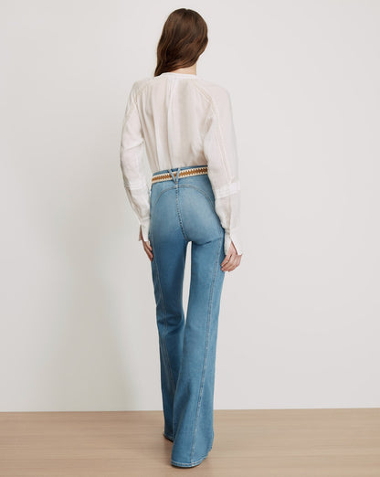 Veronica Beard | Beverly Skinny-Flare Jeans with Saddle Seam Sneak Peek
