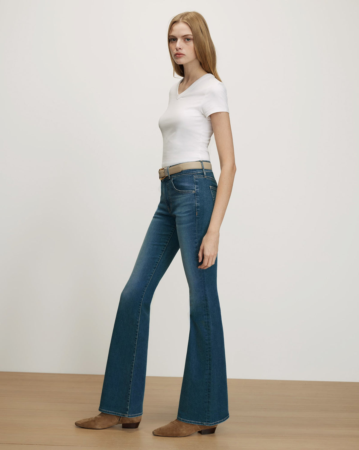 Veronica Beard | Beverly Mid-Rise Skinny-Flare Jeans in Light Blue Denim Bandit Dust Bandit Dust