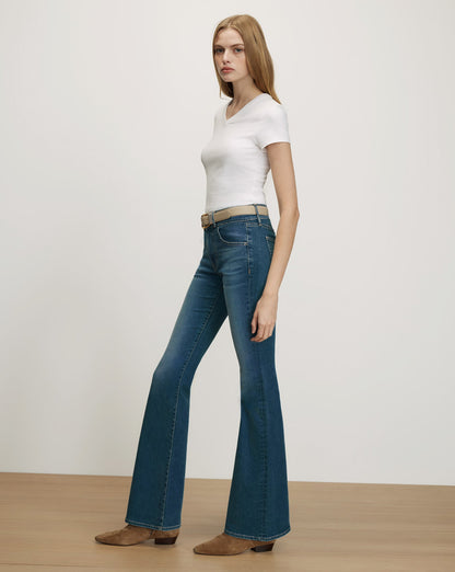 Veronica Beard | Beverly Mid-Rise Skinny-Flare Jeans in Light Blue Denim Bandit Dust Bandit Dust