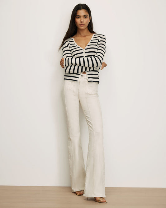 Veronica Beard | Beverly Skinny-Flare Jeans in with Ecru Ecru