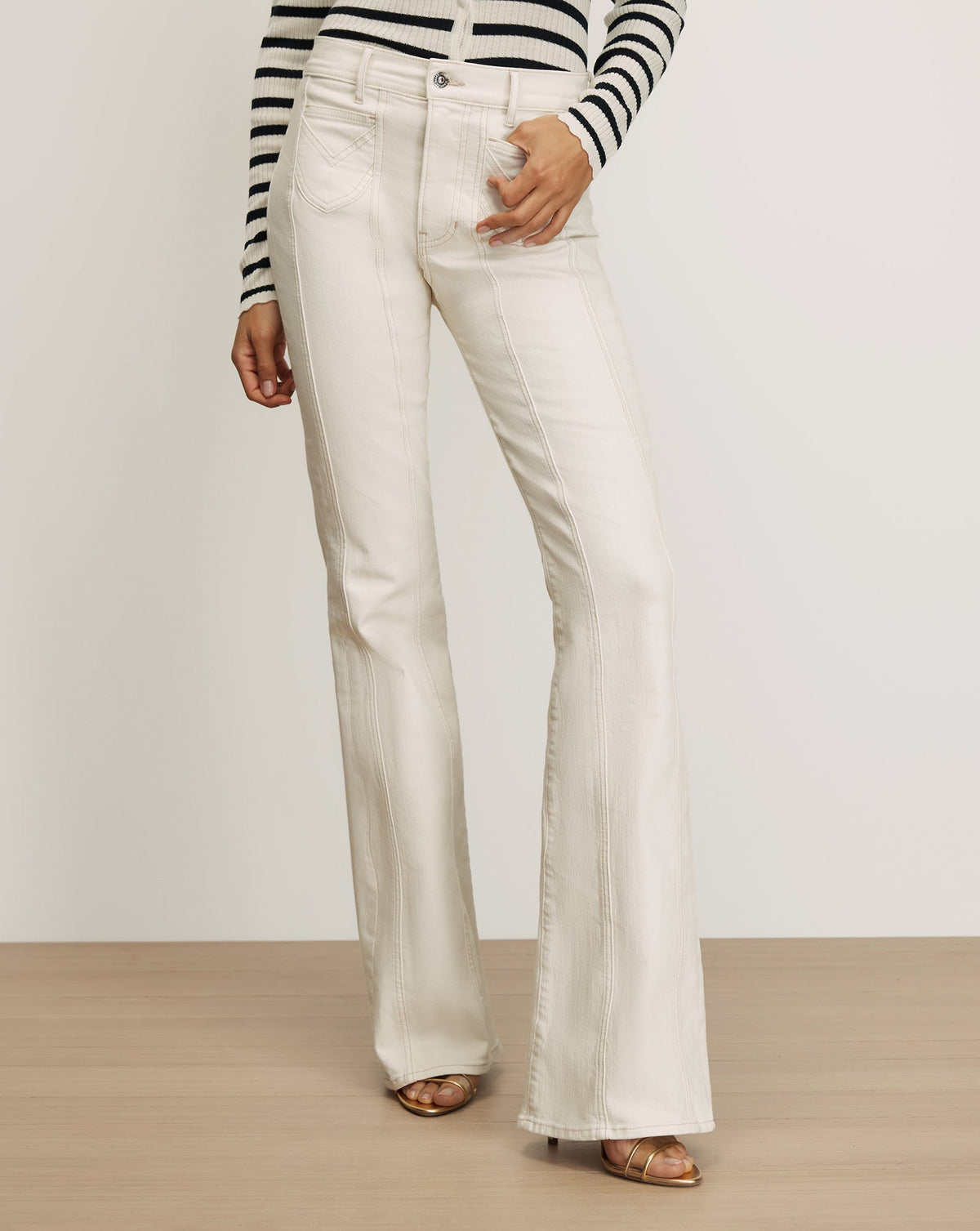 Veronica Beard | Beverly Skinny-Flare Jeans in with Ecru Ecru
