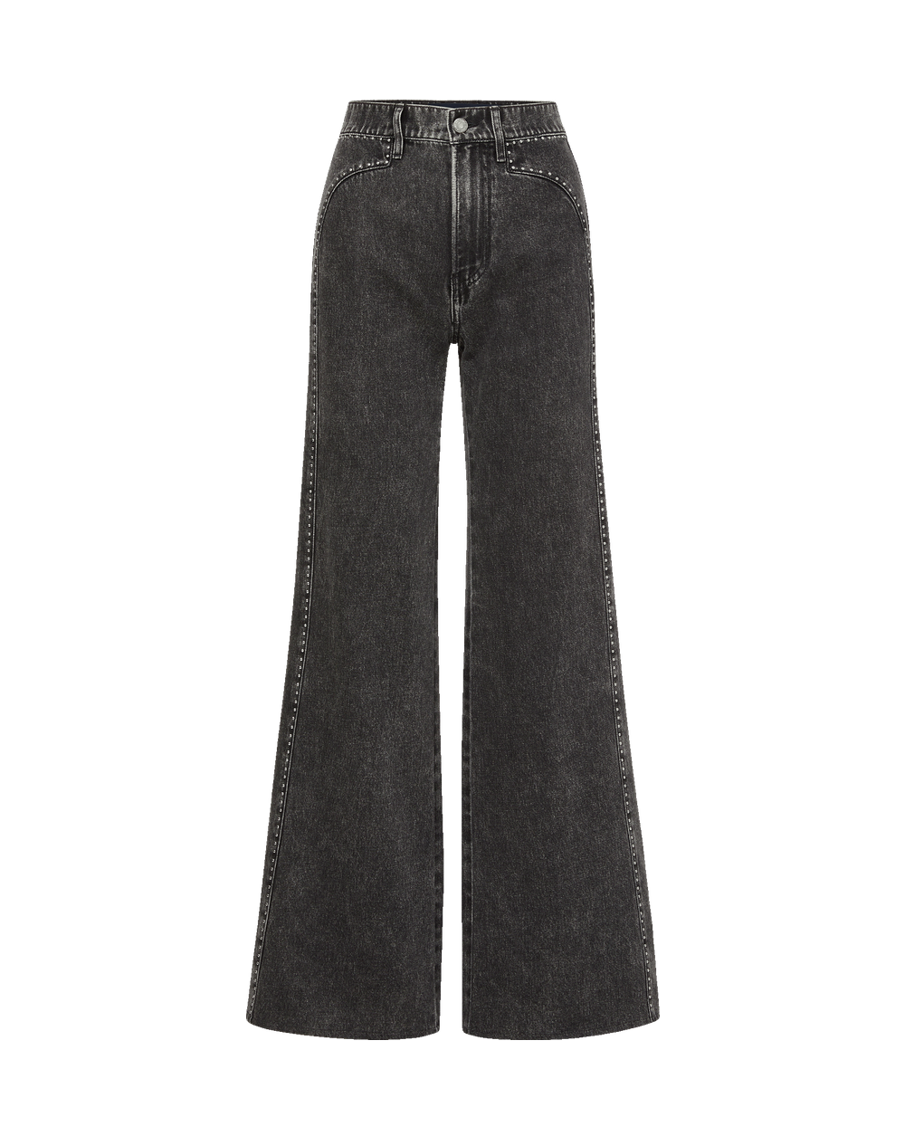 Veronica Beard | Grant Studded Wide-Leg Jean in Washed Black Tornado Tornado