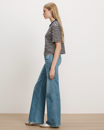 Veronica Beard | Taylor Mid-Rise Wide-Leg Jean in Globetrotter Globetrotter