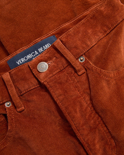Veronica Beard | Carson Corduroy Kick-Flare Pant in Rust Red Rust