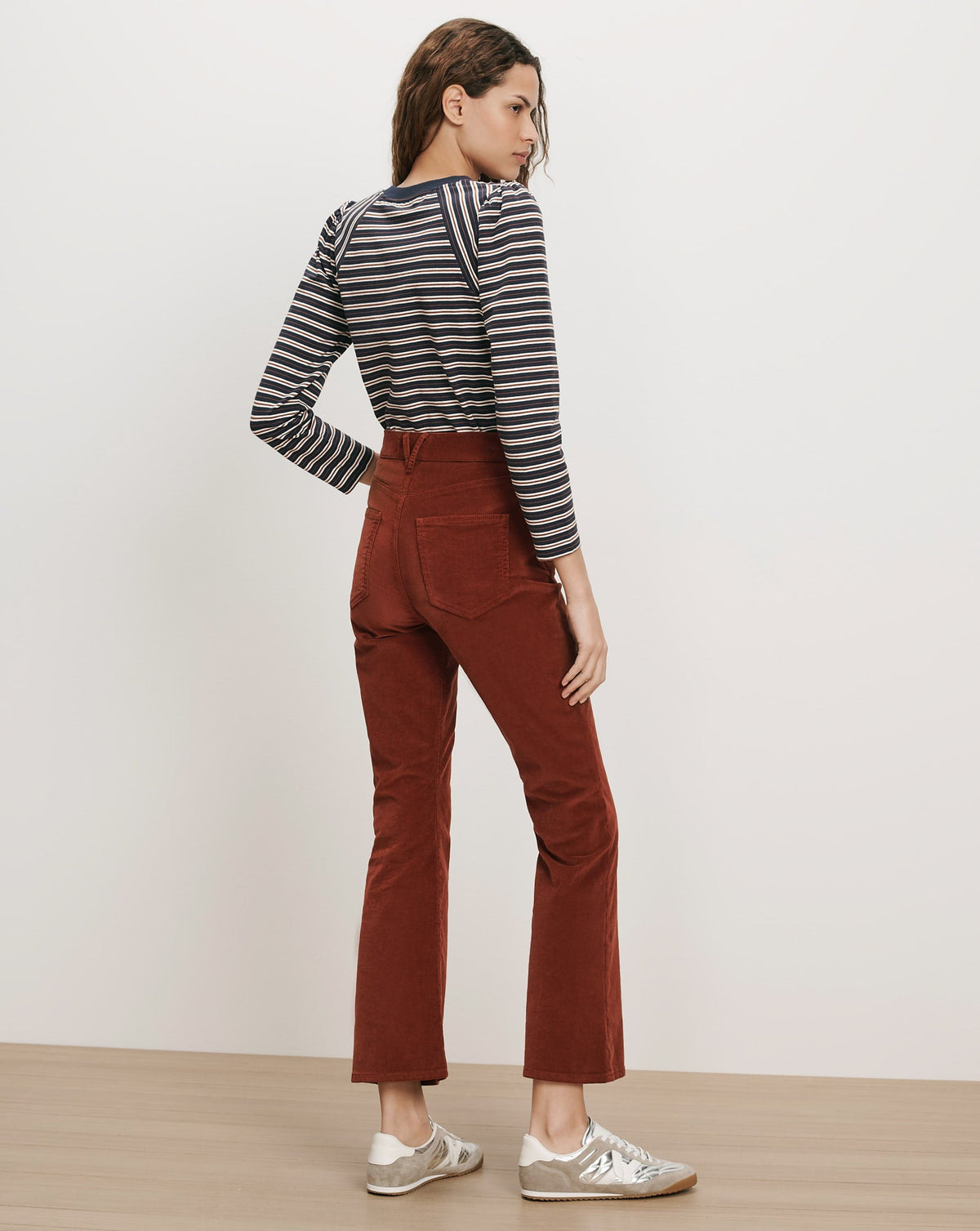 Veronica Beard | Carson Corduroy Kick-Flare Pant in Rust Red Rust
