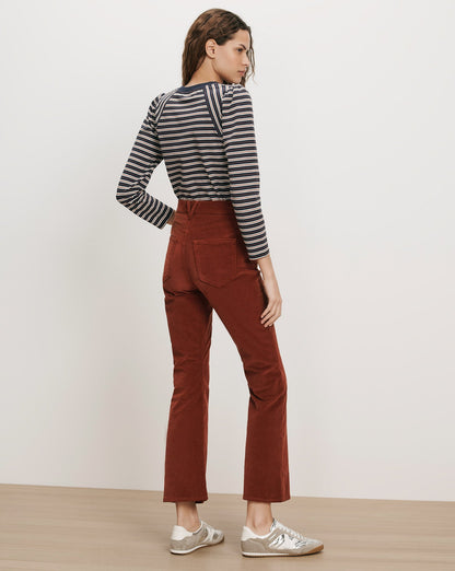 Veronica Beard | Carson Corduroy Kick-Flare Pant in Rust Red Rust