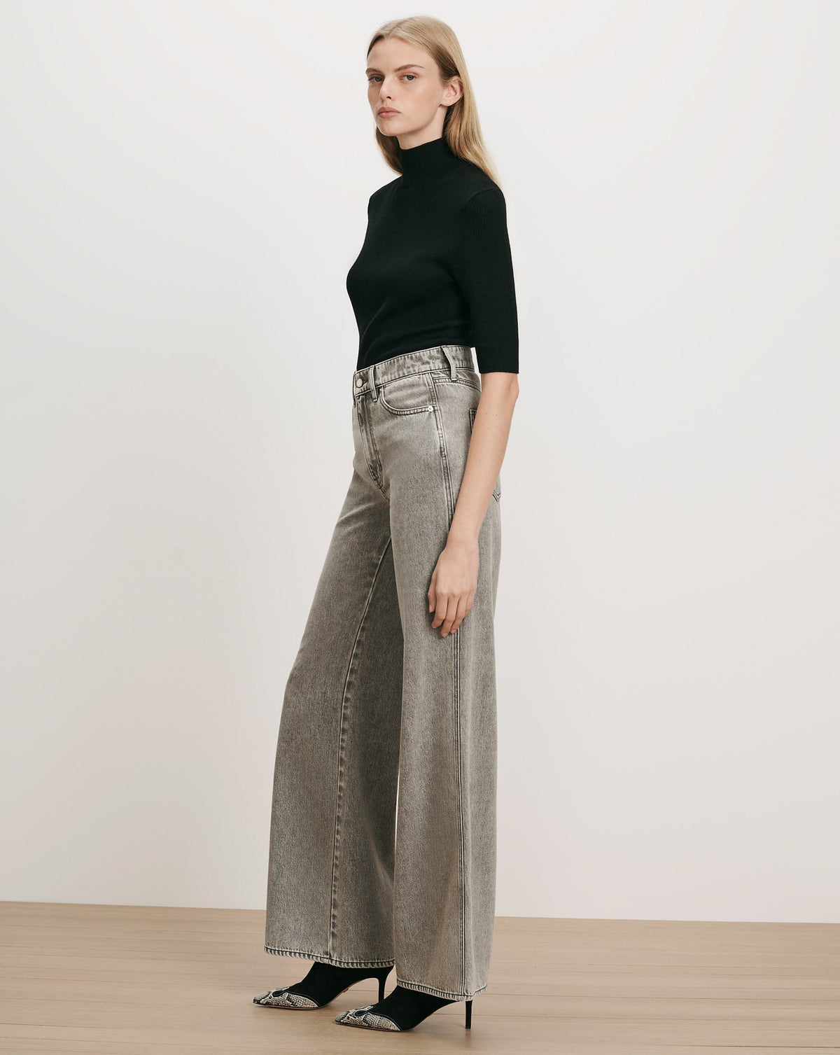 Veronica Beard | Kasey Wide-Leg Jean in Backroad Grey Backroad Grey