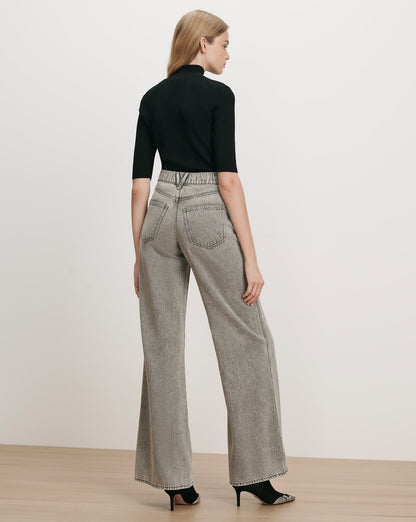 Veronica Beard | Kasey Wide-Leg Jean in Backroad Grey Backroad Grey