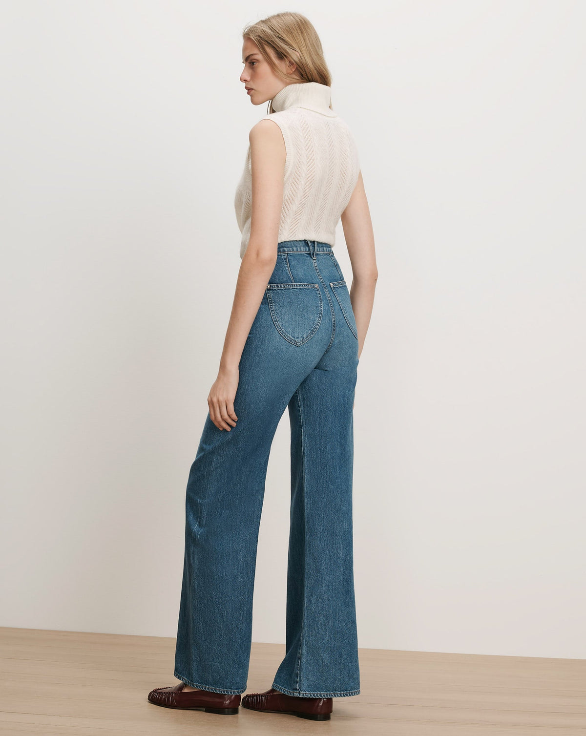 Veronica Beard | Grant Wide-Leg Jean in Blue Wash Denim Wanderer