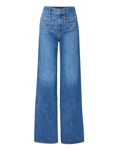 Veronica Beard | Grant Wide-Leg Jean in Blue Wash Denim Wanderer